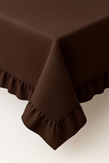 Mirilliahome Ruffled Raw Linen Tablecloth – Brown Tablecloth