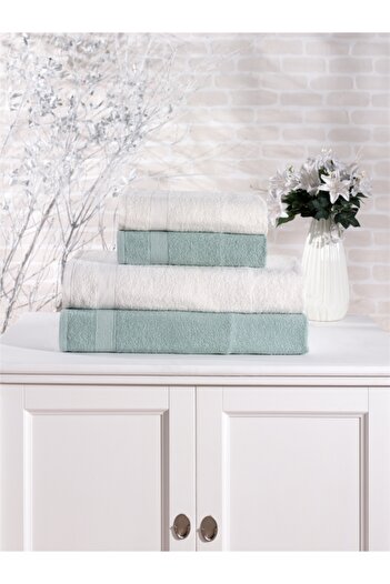 Elvira Home Collection Eh Бавовняний 4-х предметний набір рушників для ванної кімнати Набір рушників для хати Повсякденний весільний набір рушників для ванної кімнати (70x140 50x80)