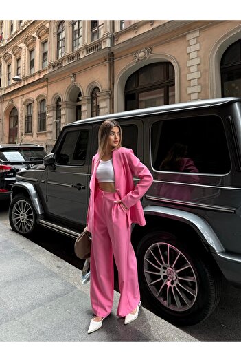 Lunaa store Özel Tasarım Cep Detaylı Blazer İkili Takım