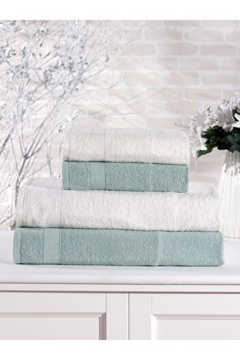 Elvira Home Collection Eh Бавовняний 4-х предметний набір рушників для ванної кімнати Набір рушників для хати Повсякденний весільний набір рушників для ванної кімнати (70x140 50x80)