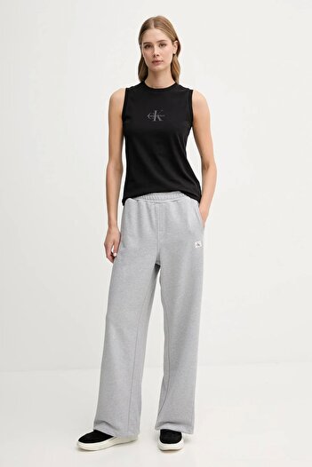 Calvin Klein A-French Terry Badge Logo Kadın Gri Eşofman Altı