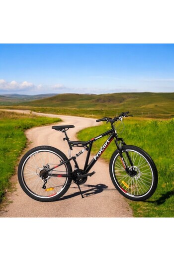 PROCART 26 inch MTB bike, full suspension, 21 speeds, disc brake system, steel frame, red