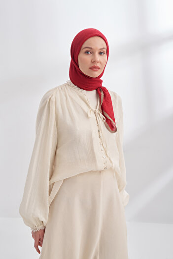 ARMANDA Muslin Tie Scarf - Dark Red