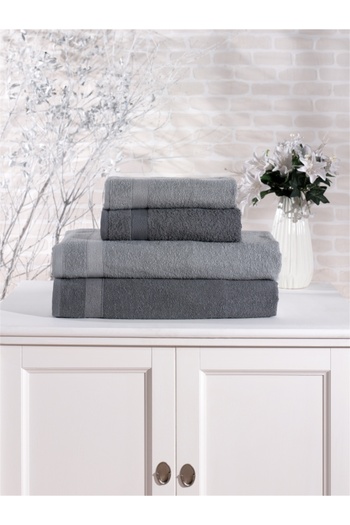Elvira Home Collection Eh Cotton 4-Piece Bath Towel Set Turkish Bath Set Set Daily Dowry Bath Towel (70X140 50X80)