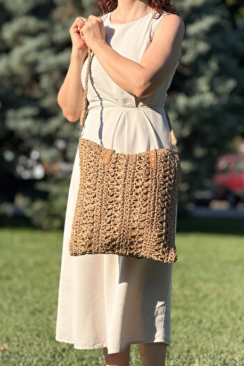 Store Natural Textured Hand Knitted Large Size Bag – Beach & Daily Use