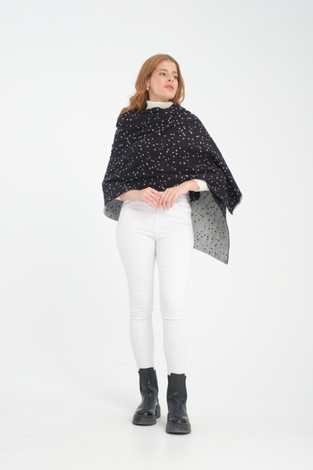 T Crazy T-Crazy Knitwear Galaxy Winter Knitwear Shawl, Polka Dot Double Layer and Reversible Knitwear Knitted Shoulder Shawl