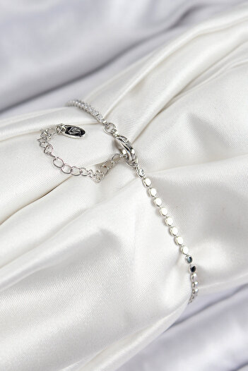 Skygo Brass Zircon Stone Rectangle Model Crush Chain Silver Color Women's Bracelet - Tj-Bb7594