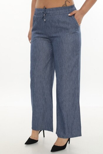 AKŞEN GİYİM Plus Size Cotton Thin Fabric Full Summer Wide Leg Pants