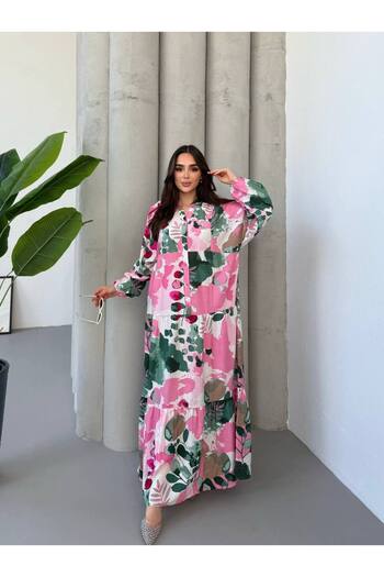 JESSE STORY Γυναικείο φόρεμα Hijab Modal Φόρεμα με υφασμάτινο σχέδιο