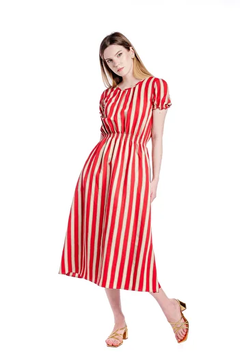 RVL Red striped linen dress