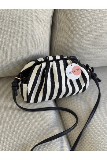 BAGLOVİS Fabric Women's Shoulder Bag with Zipper and Snap Closure En25 Boy15