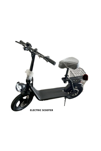 AZAF Rally electric scooter with basket and a rear rack for carrying items