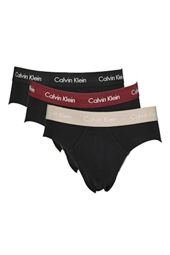 Calvin Klein , Set of briefs with logo waistband - 3 pairs, Black, White, Dark Red, XL