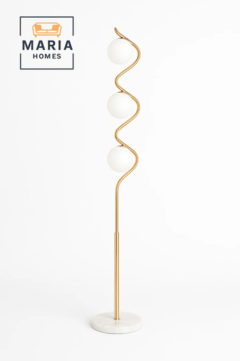 MARIA HOMES Modern Gold Spiral Floor Lamp with Globe Bulbs