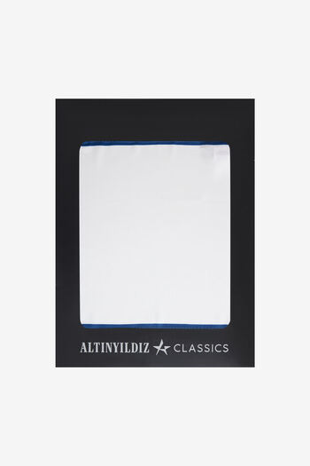 ALTINYILDIZ CLASSICS Men's White-Navy Blue Patterned Handkerchief