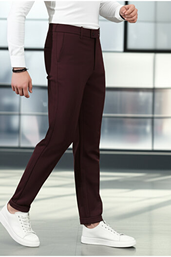 hello7 Slim Fit Claret Red Men's Trousers