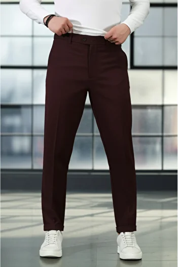 hello7 Slim Fit Claret Red Men's Trousers