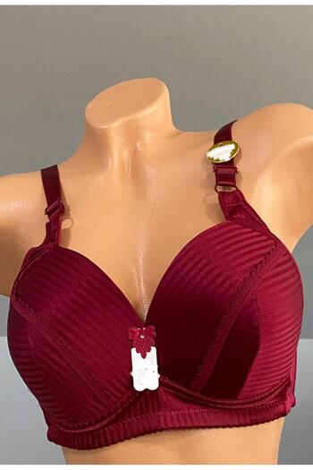 Pardon Velvet Stripe Detail Underwire-Free Fixed Strap Bra 807