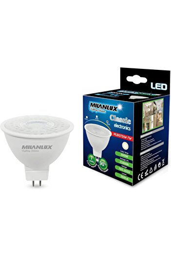 Milanlux Led Bulb, 560 Lumen, Warm White (3000), 7W = 45W, MR16, GU5.3 Base, BUY 3 GET 2 FREE
