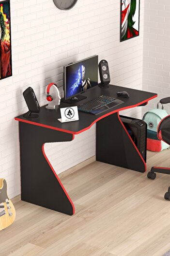 OlcayAksesuar Oyuncu Masası Gamer Model Çalışma Masası Siyah-Kırmızı Model