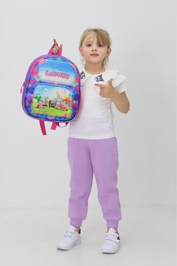 Probag Rucsac de școală pentru grădiniță pentru fete cu imprimeu cu caractere colorate LABUBU