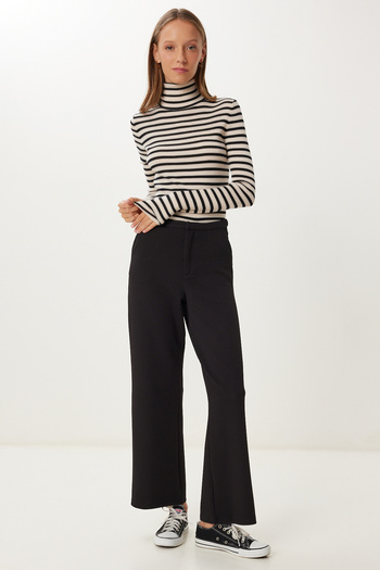 Happiness İstanbul Women's Black Pocket Stretch Knitted Trousers Ub00458