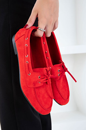 SOHO Kırmızı Süet Kadın Loafer Ayakkabı 20481