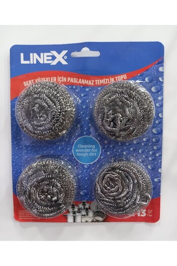 Linex 4×13 Gr Stainless Steel Cleaning Ball-Wire for Hard Surfaces 4 Units