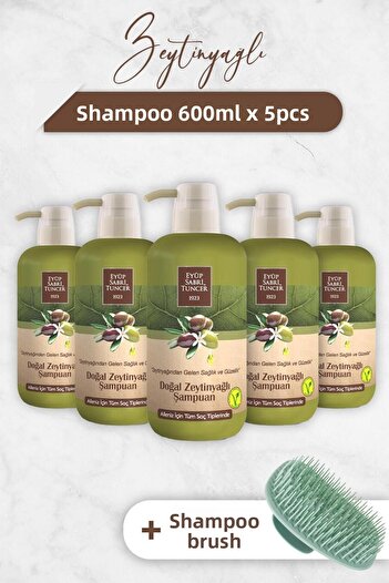 Eyüp Sabri Tuncer 5 Pieces Olive Oil 600 ml Shampoo and Brush Set