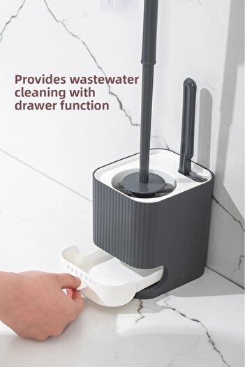 ego home Adhesive Toilet Brush Holder and Adhesive Toilet Roll Holder Bathroom Sink Wc Cleaning Set of 2