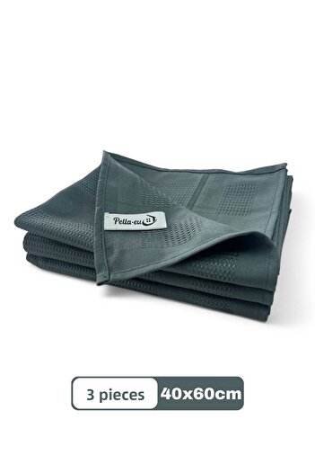 PELLA-EU Microfiber Glass Cloth 3 Pieces General Cleaning Cloth Kitchen Bathroom Surface 3-Piece Dark Gray