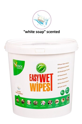 VEBOX Easy Wet Wipes Bucket Wet Wipes White Soap Scented Eco 300 pcs