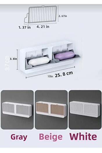 NEWSTORE HOME 2-Piece Waterproof Solid Soap Dispenser Strong Adhesive Wall Mounted Kitchen Bathroom Organizer with Cover