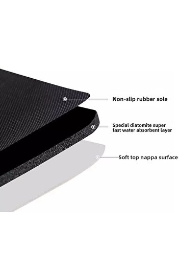BEYZANA Water Absorbent Mat Stylish Design Ablution Mat Non-Slip Base Diatom 40*60 Cm Oval Mat
