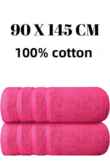 KAYABEY HOME Candy Pink Set of 2 Large Size Bath Towels Shower Body Towel Soft 100% Cotton Line Patterned