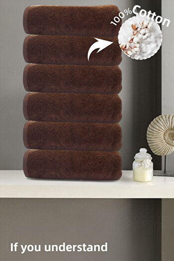 Anılsan 6 Pack Brown Bath Towels - 70X140 Cm, 490 Gr, 100% Cotton, Spa and Hotel Towels, Daily Use