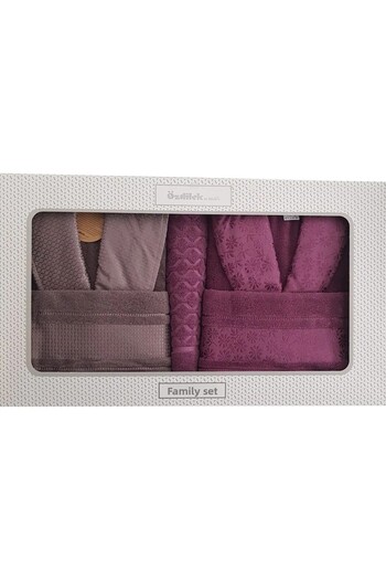 Özdilek Anthracite Plum - Blossom Happy Family Σετ μπουρνούζι
