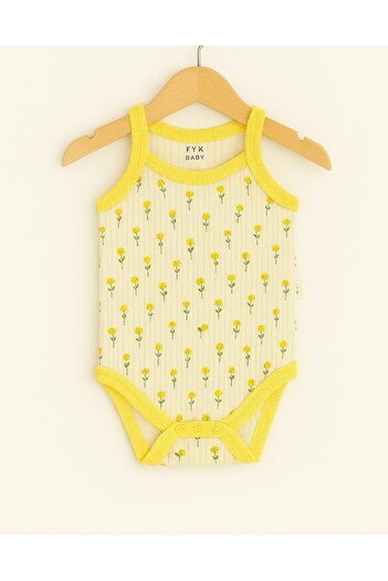 morpi Baby 4'lü Sarı Minik Çiçek Desenli 0-12 Ay Zıbın, Body