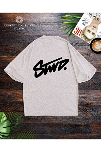 ACTIVE MODA - Men's Short Sleeve Dwts3 Printed Tshirt Large Size Oversized Cotton