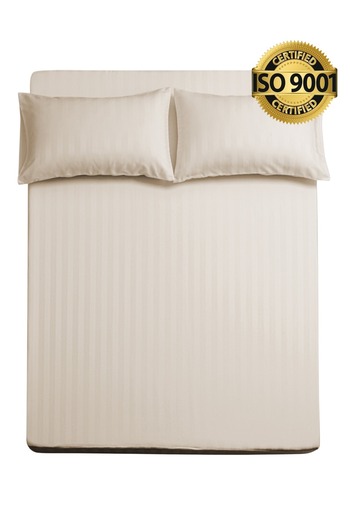 Master Home Textile King Microfiber Sheet Set, King Size 3 Pieces, Hotel Stripes design