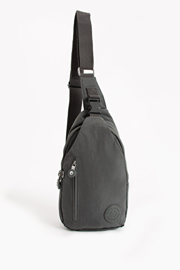 Sanmorris Dark Gray Colored Water Resistant Crossbody Women's Bag - Crinkle Fabric