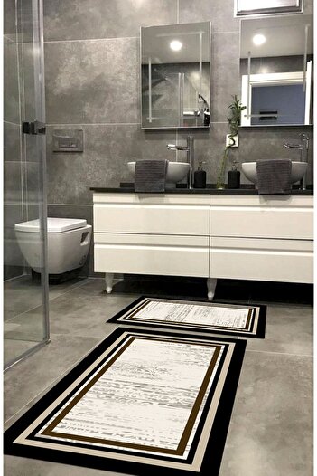 Ardizayn Lovely Cream - Non-Slip, Non-Spill Bathroom Rug (60X100-40X60 cm Set of 2)