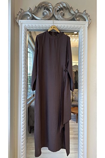 Invee Women's Dress with Tie Waist Brown