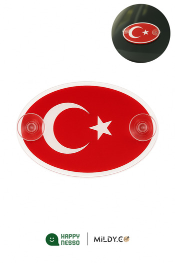 Happynesso Pleksi Türk Bayrağı Sticker - Çift Vantuzlu, 8.5x14 Cm, 1 Adet | Araba Camı Için Uygun