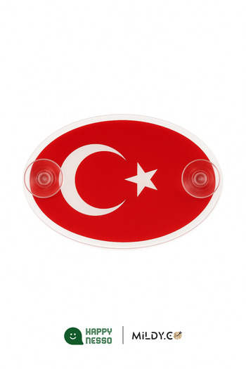 Happynesso Pleksi Türk Bayrağı Sticker - Çift Vantuzlu, 8.5x14 Cm, 1 Adet | Araba Camı Için Uygun