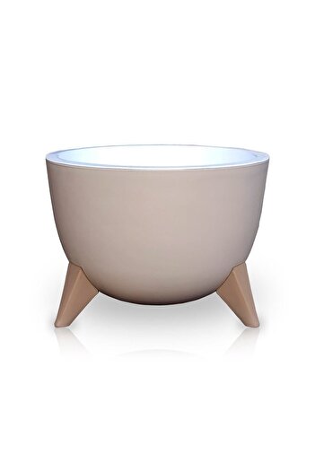ToXA Ayaklı Küre Saksı 5 Litre Bej 25cm Plastik Drenajlı Süzgeçli Bonsai Bitki Çiçek Saksısı Ufo No2