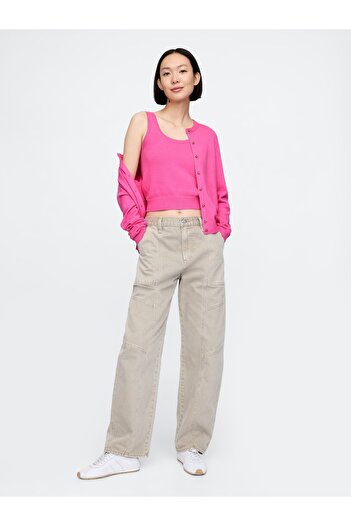 GAP Kadın Pembe CashSoft Crop Bluz