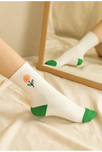 Bestrend 5-Piece Colorful Floral Women's Tennis Socks
