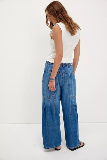 september island Mavi Renk Paça Ayarlanabilir Detaylı Denim Pantolon