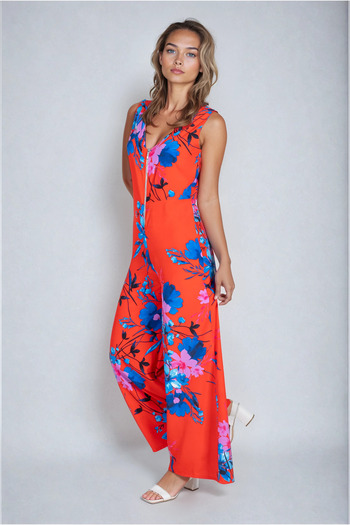 SCREENSHOT Women's 100% Woven Viscose Floral Patterned Jumpsuit / Comfortable and Stylish Design
